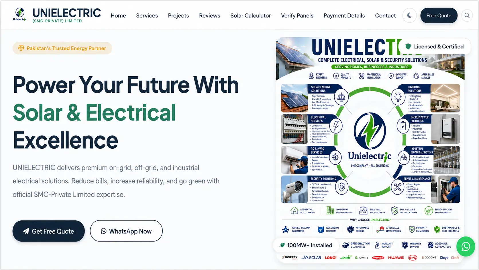 UNIELECTRIC corporate website screenshot